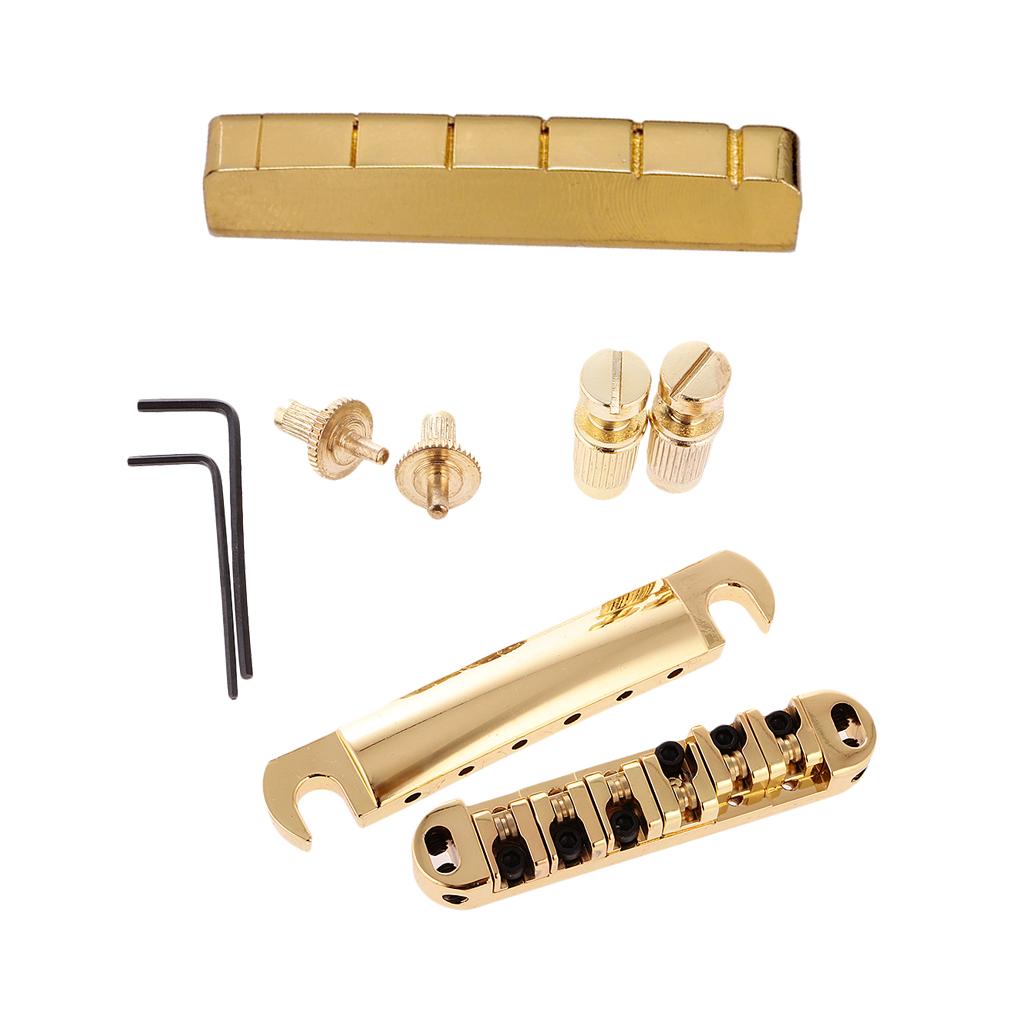 1 Set Roller Saddle Bridge +6 Strings Slotted Nut for LP Electric Guitar