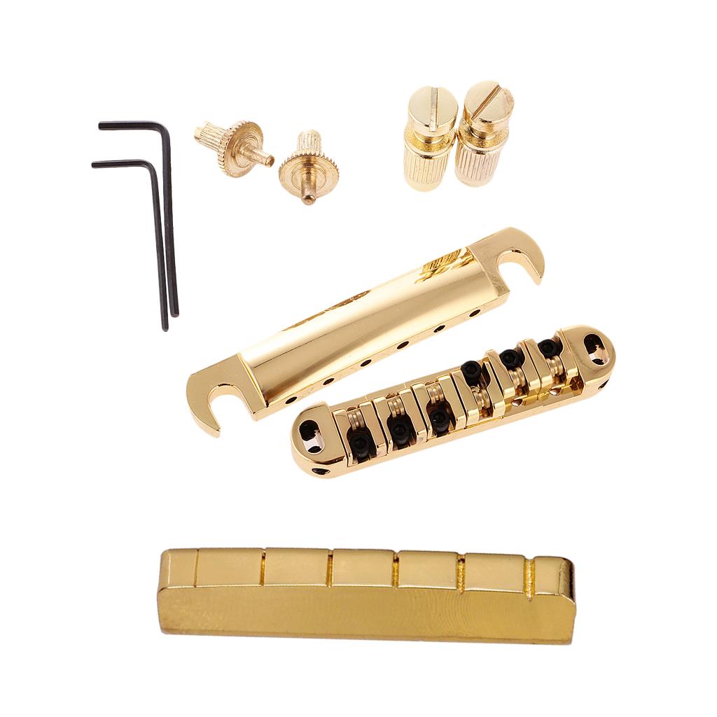 1 Set Roller Saddle Bridge +6 Strings Slotted Nut for LP Electric Guitar