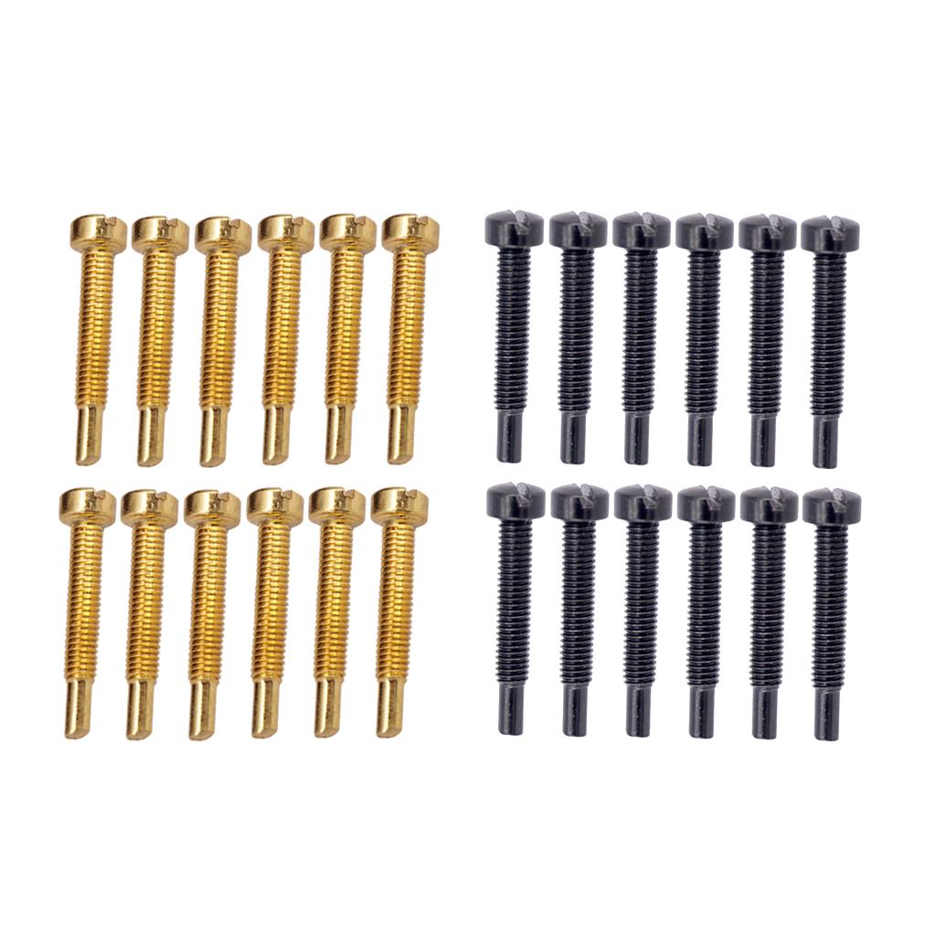 12 Sets Electric Guitar Humbucker Polepiece Mounting Screws Golden + Black
