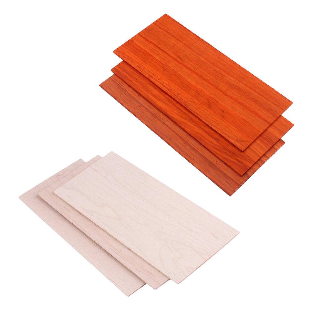 3 Sets Head Veneer Red Wood+Maple Guitar Head Veneer Headplate Luthier DIY