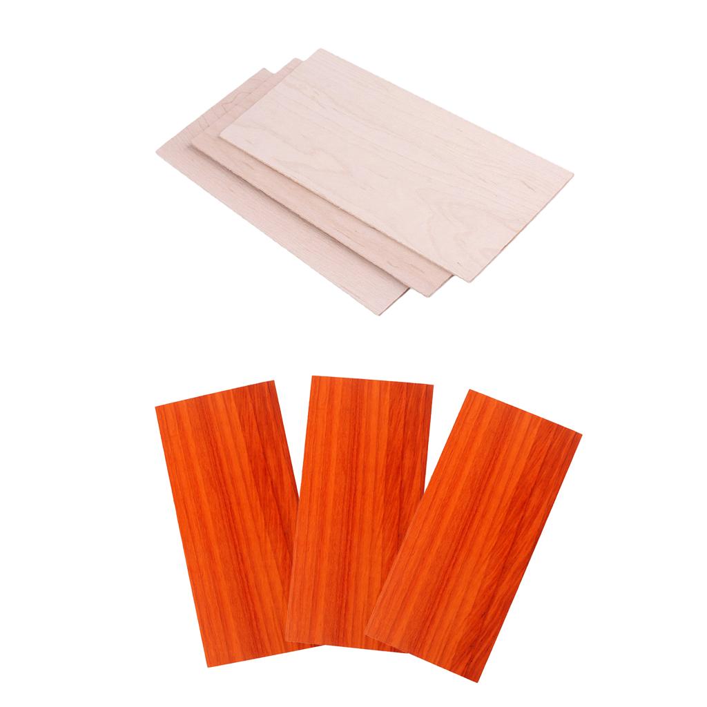3 Sets Head Veneer Red Wood+Maple Guitar Head Veneer Headplate Luthier DIY