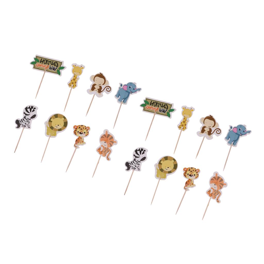48 Pieces Wild Animal Cupcake Toppers Cake Picks Wedding Baby Shower Decor