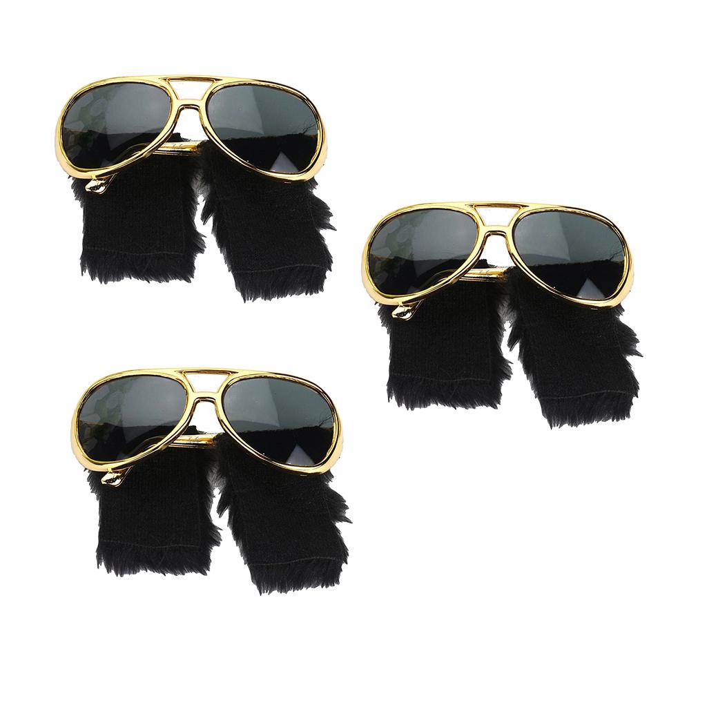 3x Novelty Sunglasses Funny Beard Glasses 70s Disco Costume