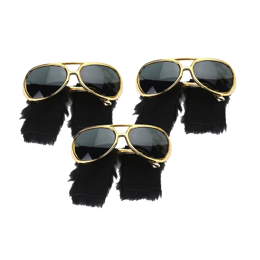 3x Novelty Sunglasses Funny Beard Glasses 70s Disco Costume