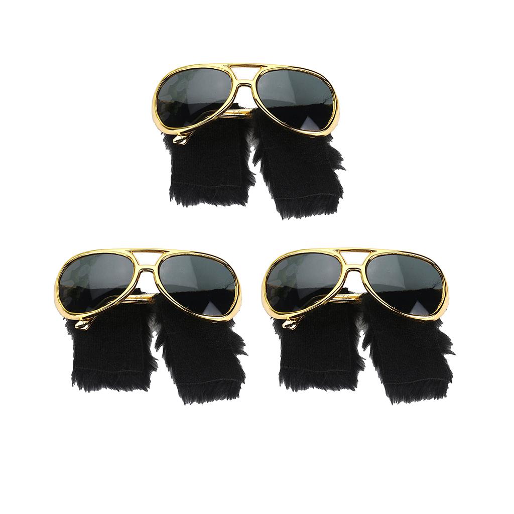 3x Novelty Sunglasses Funny Beard Glasses 70s Disco Costume