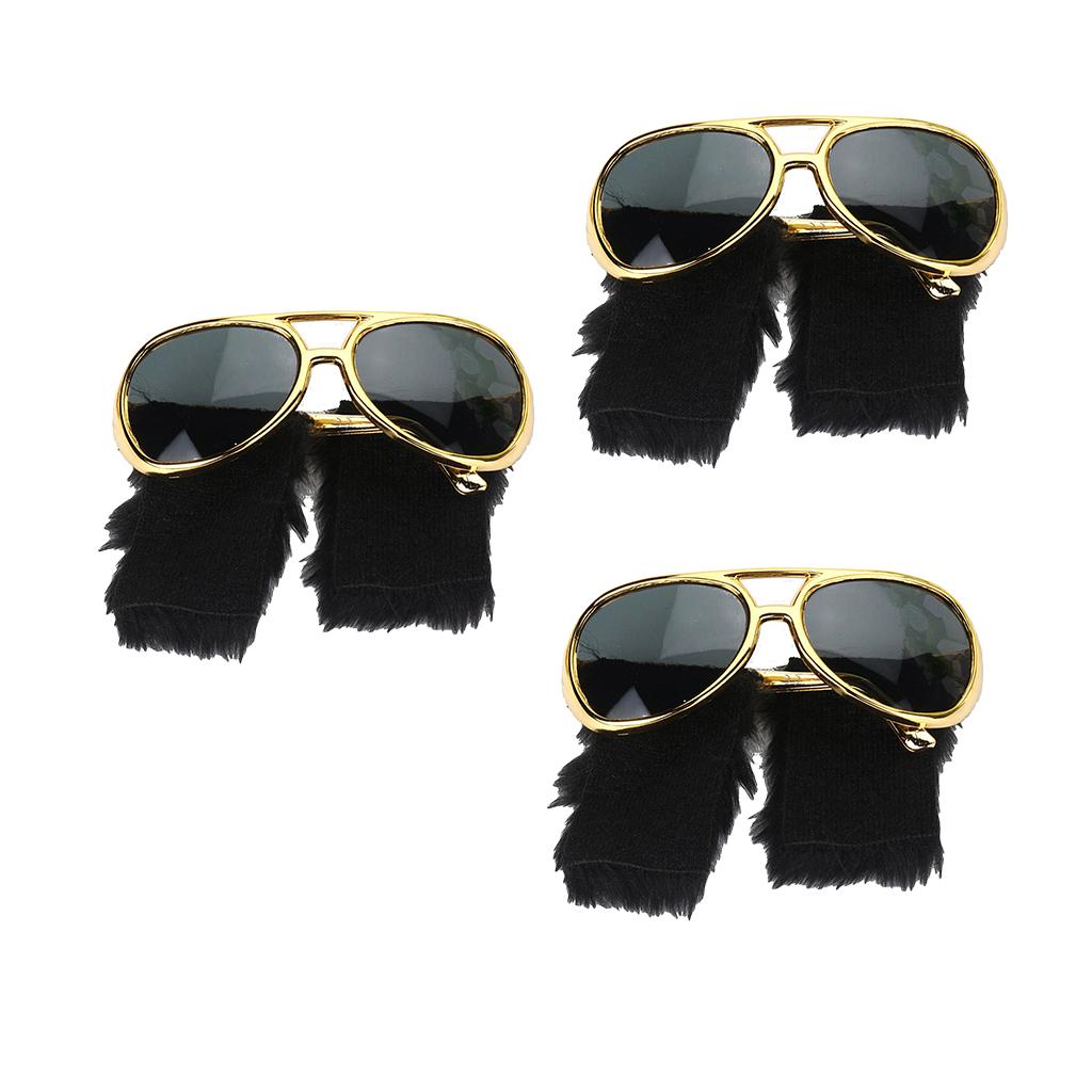 3x Novelty Sunglasses Funny Beard Glasses 70s Disco Costume