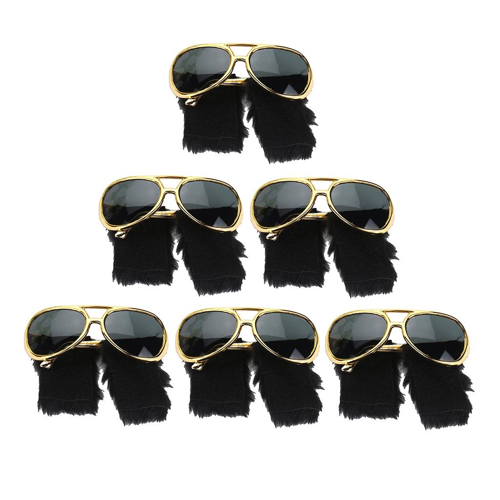 6x Novelty Sunglasses Funny Beard Glasses 70s Disco Costume
