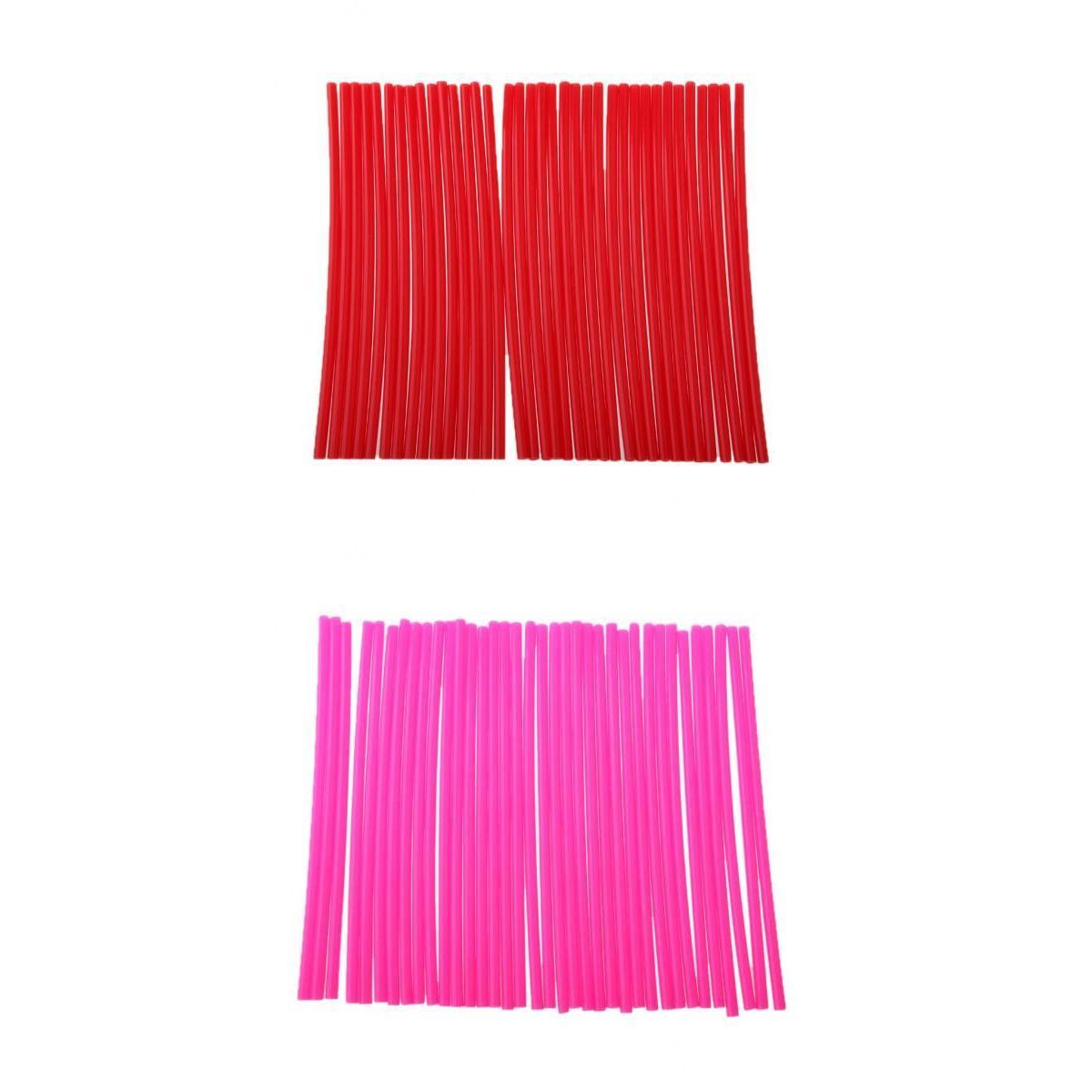 72pcs Universal Motocross Wheel Rim Spoke Wraps Skins Cover Pink+ Red Kit