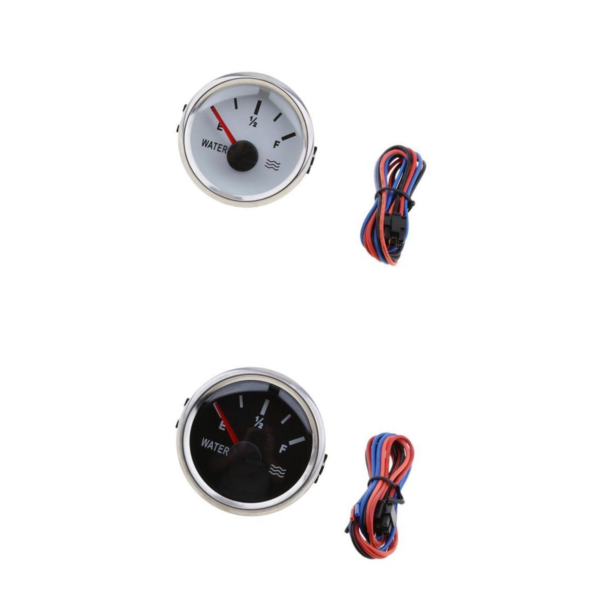 2 52mm 100% Waterproof Protection Water Level Gauge for Boat White & Black"