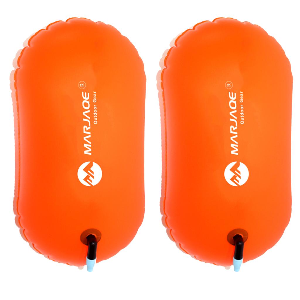 2Pcs Safety Swim Buoy Tow Float Inflatable Air Bag for Open Water Swimming