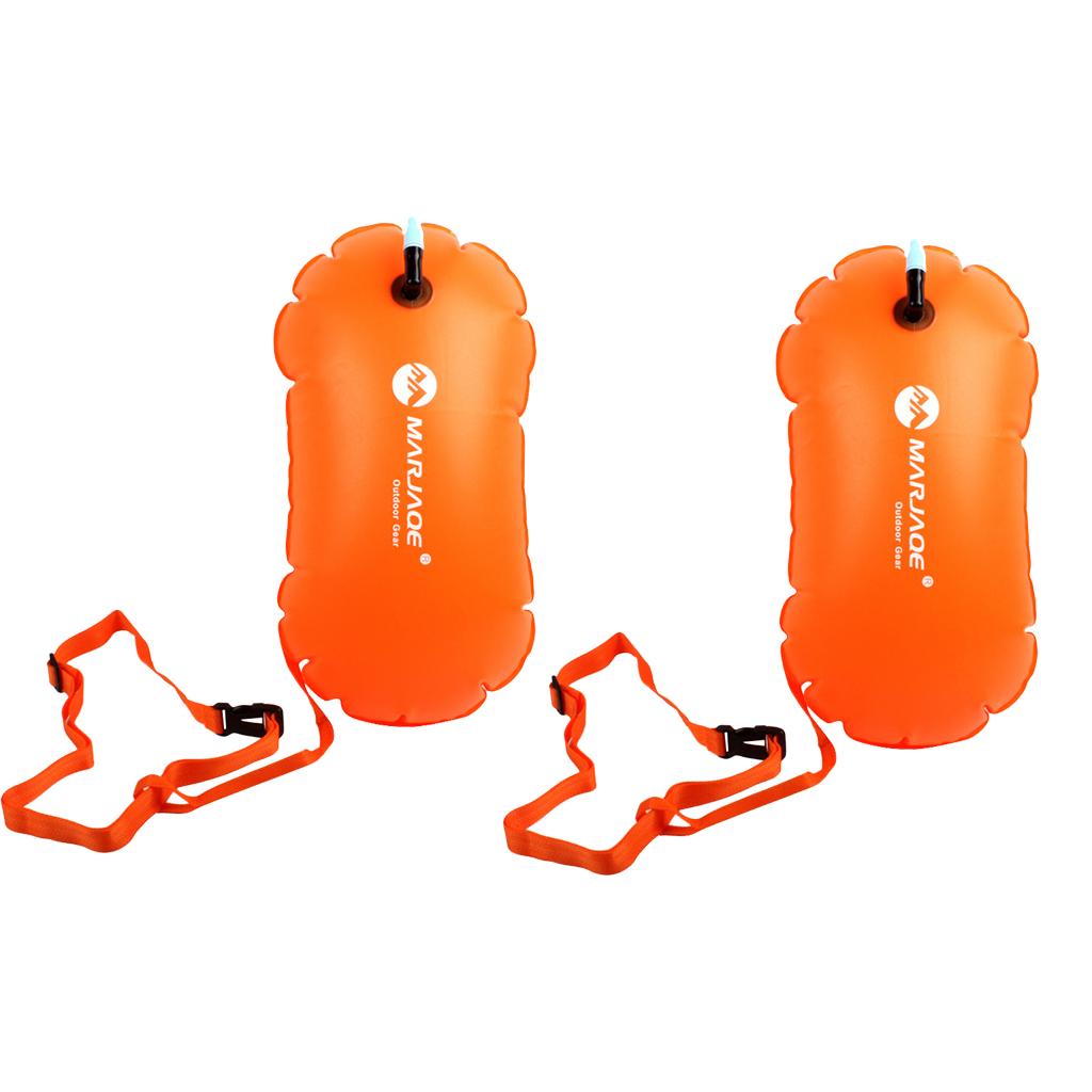 2Pcs Safety Swim Buoy Tow Float Inflatable Air Bag for Open Water Swimming