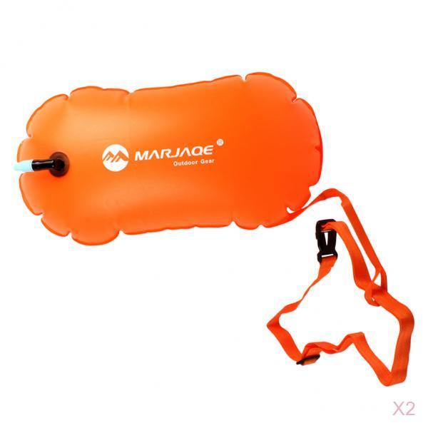 2Pcs Safety Swim Buoy Tow Float Inflatable Air Bag for Open Water Swimming