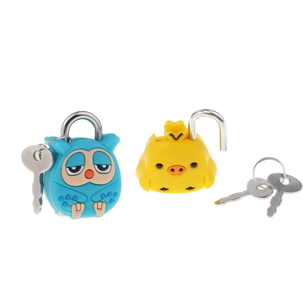 2 Set Lovely Cartoon Doll Animals Small Padlock Security Lock with Keys