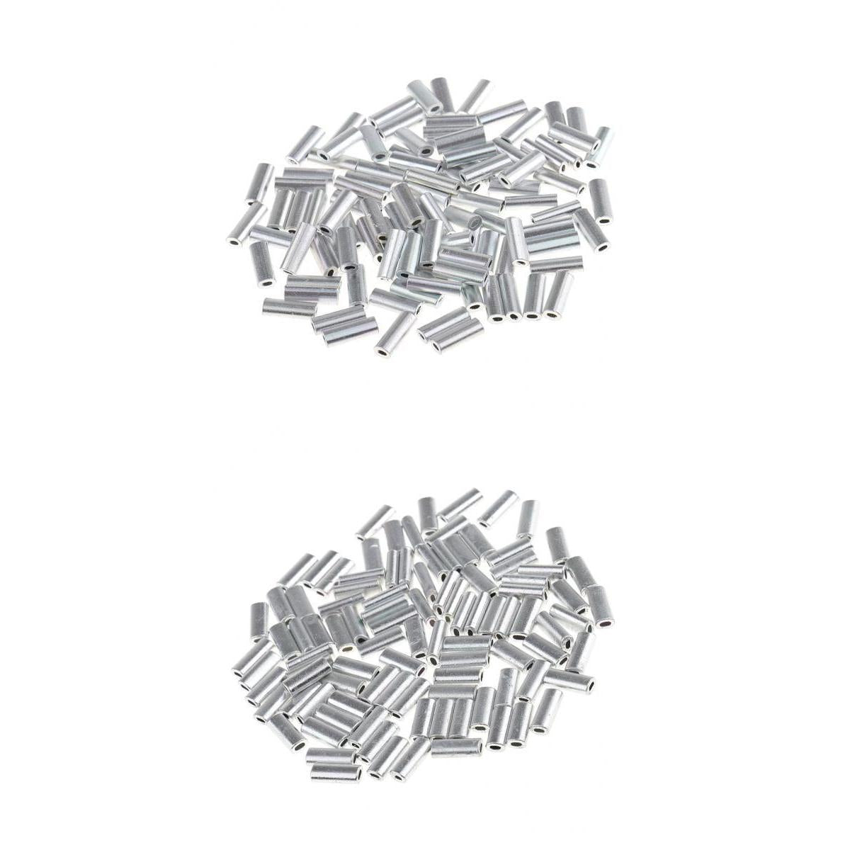 200Pcs Single Aluminum Fishing Crimp Sleeves Wire Leader Sleeve Connectors
