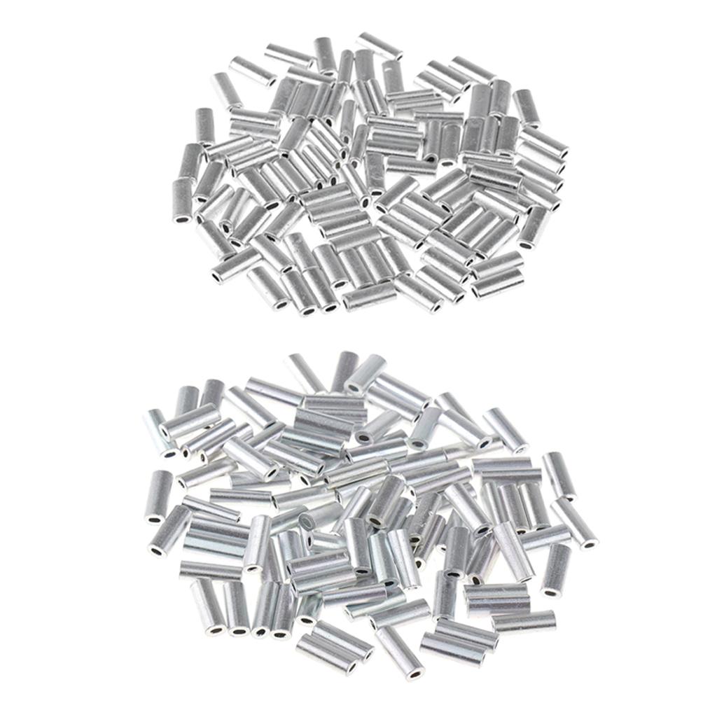 200Pcs Single Aluminum Fishing Crimp Sleeves Tube Fishing Tackle Sleeves