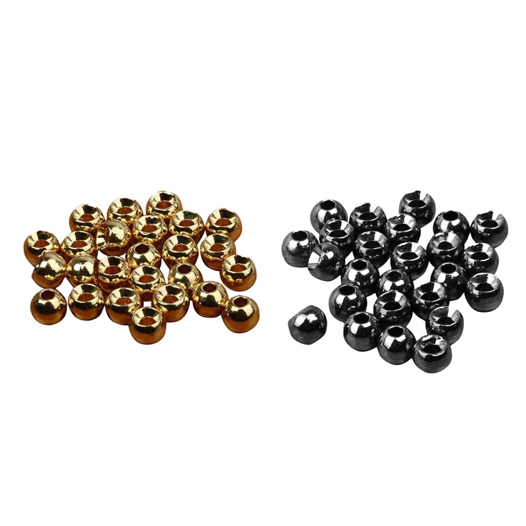 50 Pieces Tungsten Slotted Beads Fly Tying Beads Nymph Head Ball Beads 2.4mm
