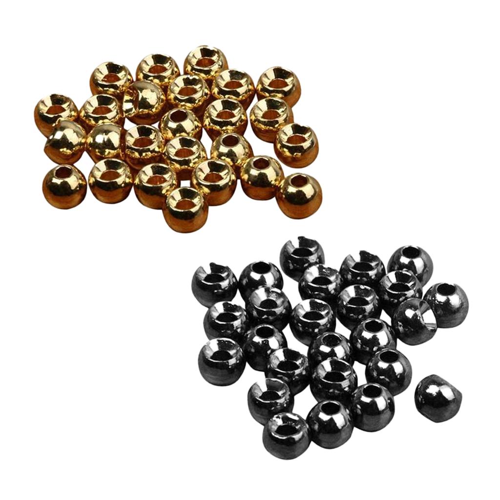 50 Pieces Tungsten Slotted Beads Fly Tying Beads Nymph Head Ball Beads 2.4mm