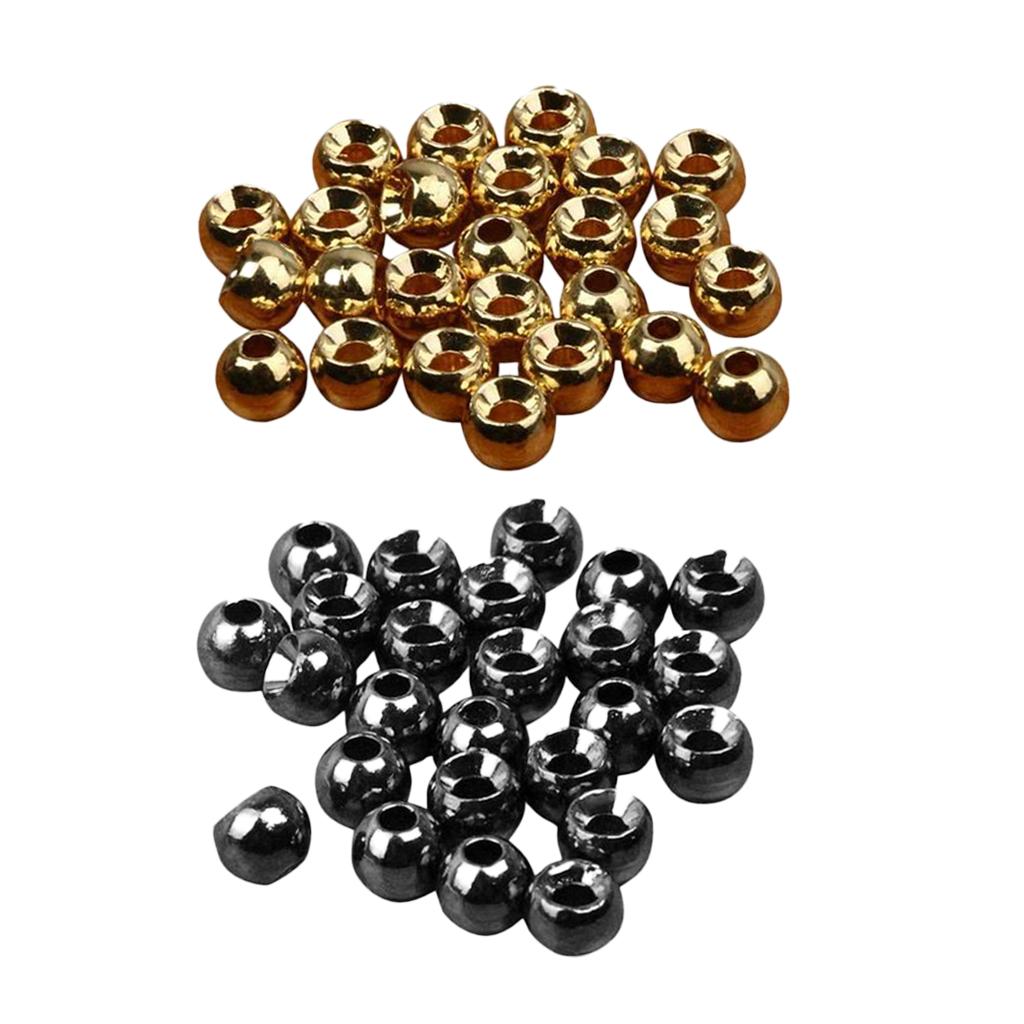 50 Pieces Tungsten Slotted Beads Fly Tying Beads Nymph Head Ball Beads 2.4mm