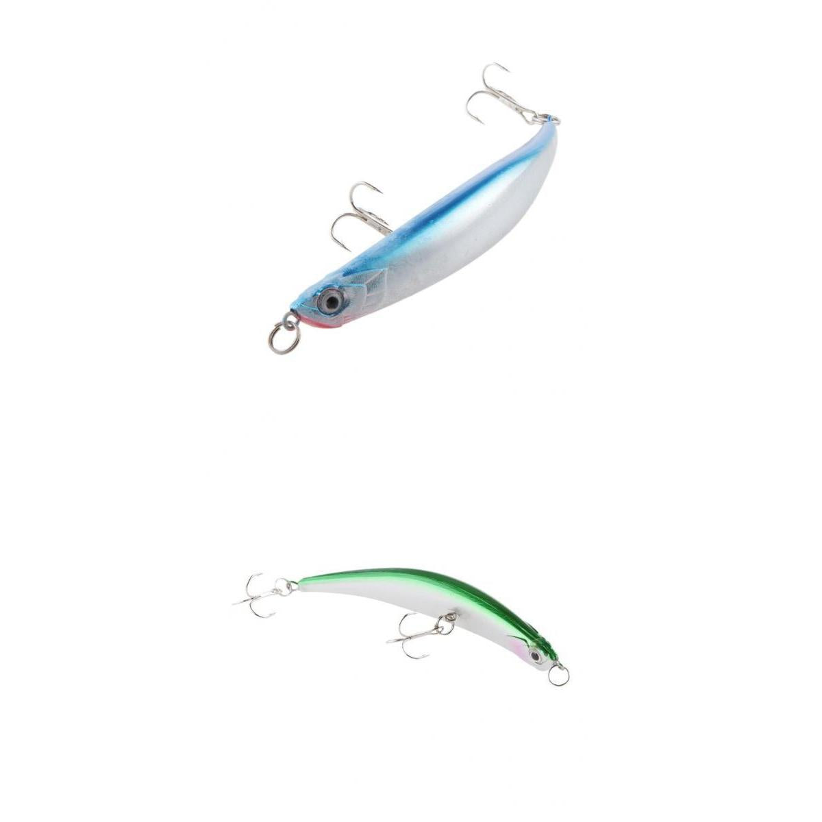 2pcs Topwater Fishing Lures Baits Crankbaits with Treble Hooks Green/Blue