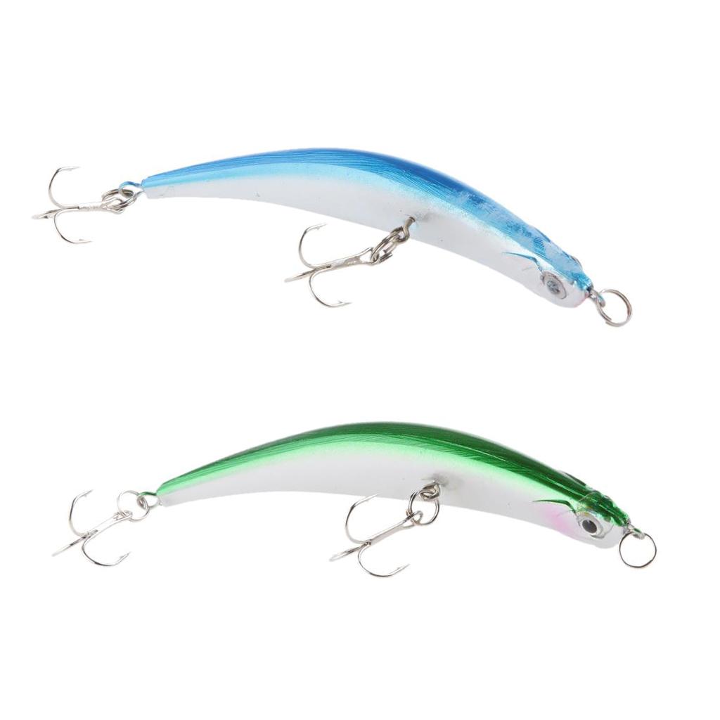 2pcs Topwater Fishing Lures Baits Crankbaits with Treble Hooks Green/Blue