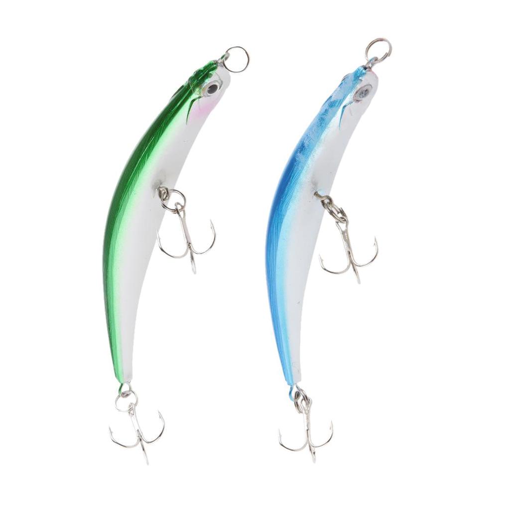 2pcs Topwater Fishing Lures Baits Crankbaits with Treble Hooks Green/Blue