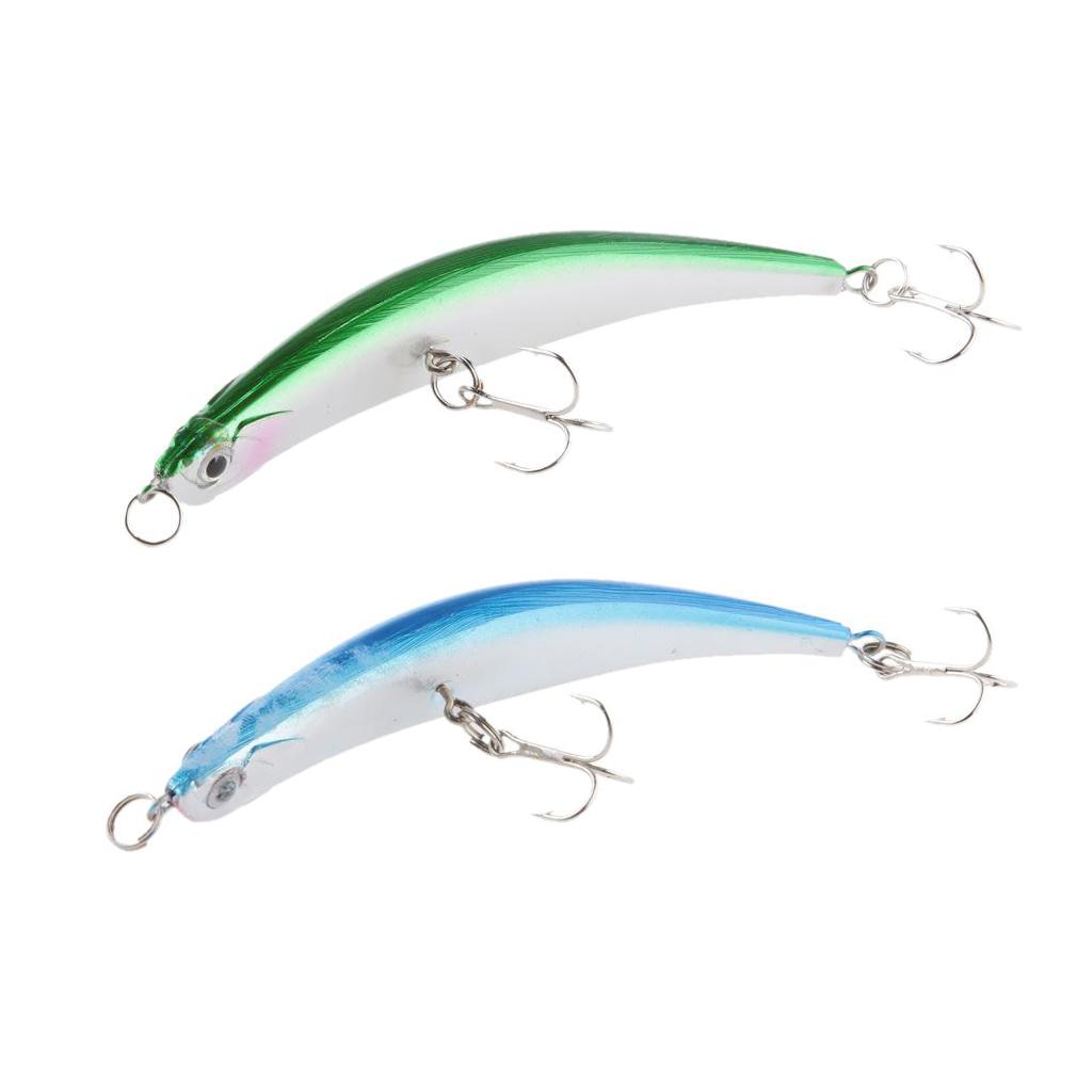 2pcs Topwater Fishing Lures Baits Crankbaits with Treble Hooks Green/Blue
