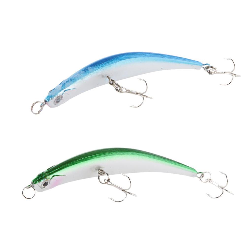 2pcs Topwater Fishing Lures Baits Crankbaits with Treble Hooks Green/Blue