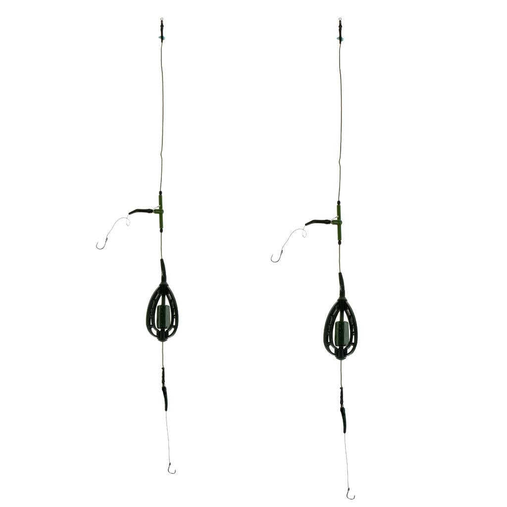2pcs Carp Fishing Bait Cage Fishing Lure Swivel with Sinker Basket Holder