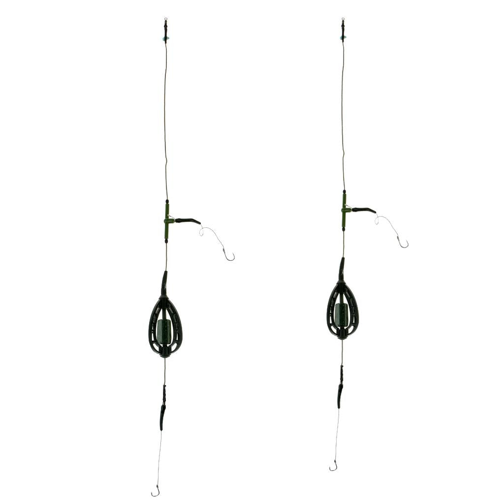 2pcs Carp Fishing Bait Cage Fishing Lure Swivel with Sinker Basket Holder