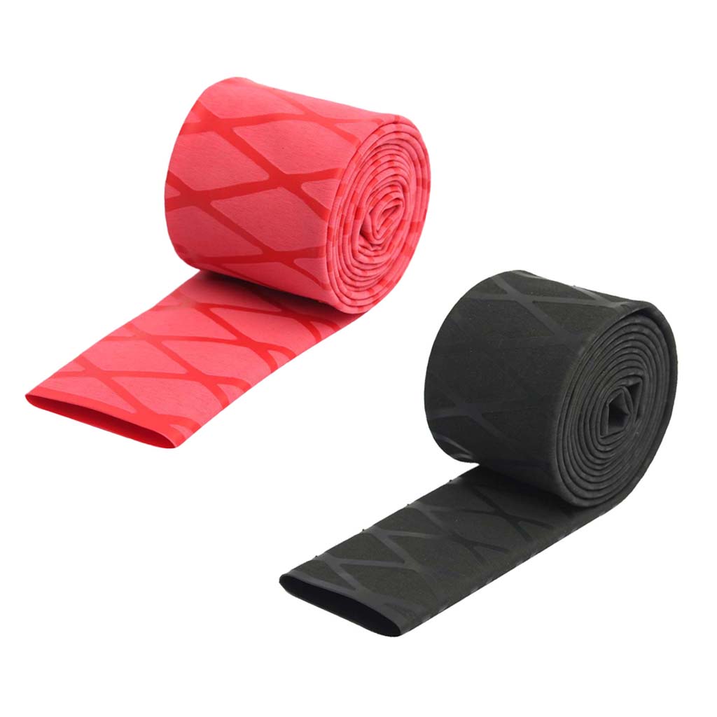2pcs Non Slip X-Tube Heat Shrink Tubing Fishing Rod Grips 18mm Red Black
