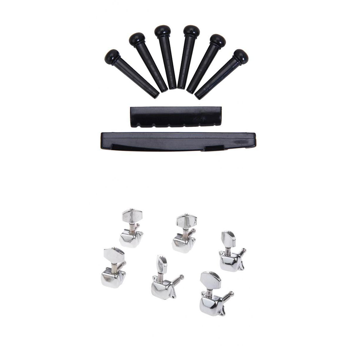 3R3L Semiclosed Guitar Tuning Pegs Machine Heads with Nut Saddle Bridge Pins