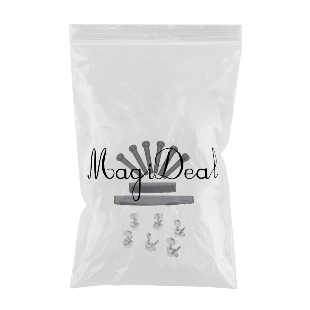 3R3L Semiclosed Guitar Tuning Pegs Machine Heads with Nut Saddle Bridge Pins