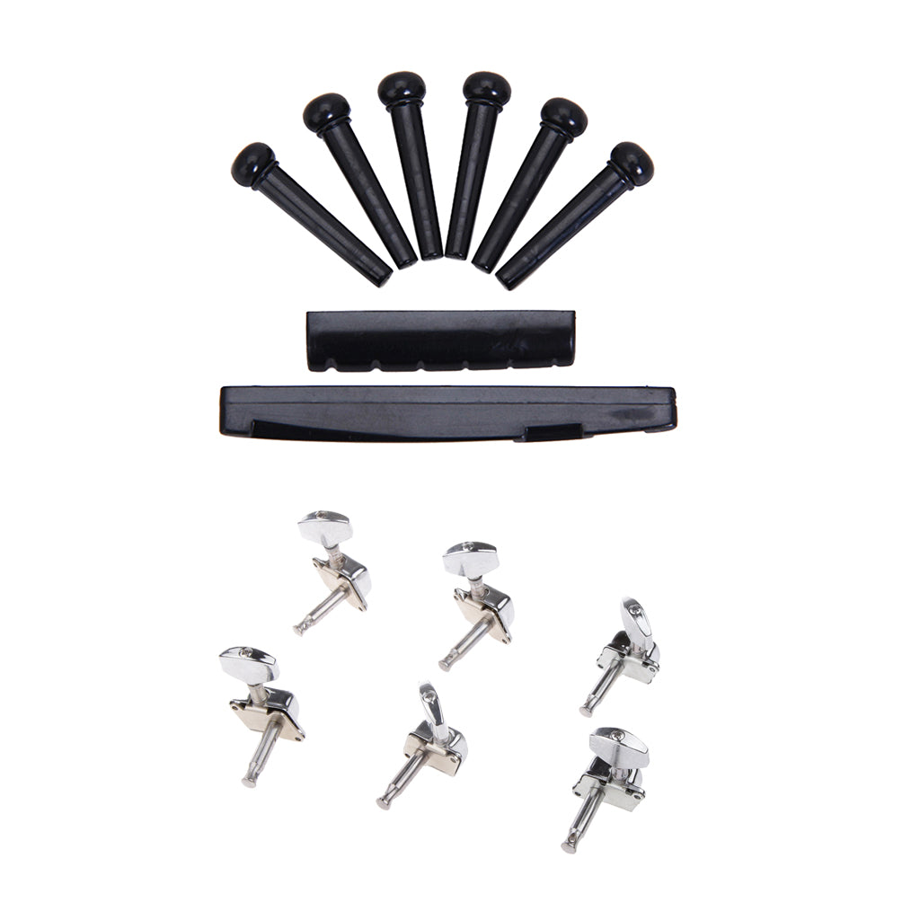 3R3L Semiclosed Guitar Tuning Pegs Machine Heads with Nut Saddle Bridge Pins