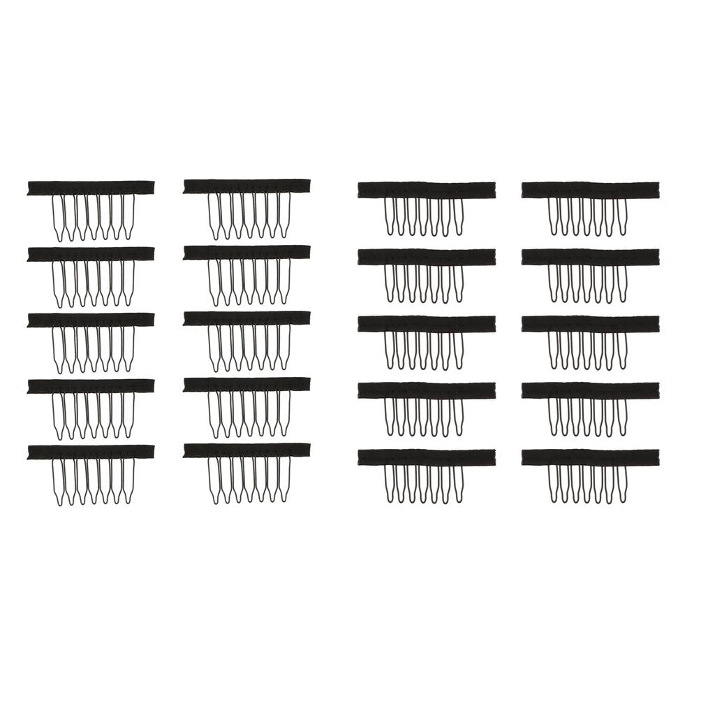 20PCS 7 Teeth Hair Lace Wig Insert Combs Wig Cap Clips Wigs Accessories S+L