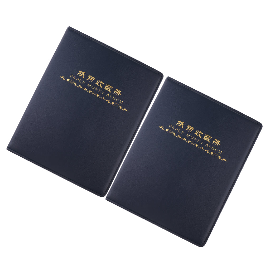 2pcs Home Decor Leather Paper money album 10 sheets Collection Books Blue