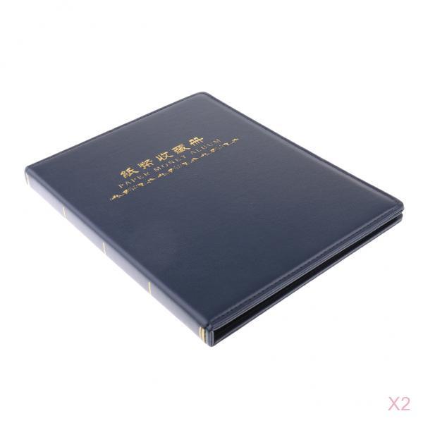 2pcs Home Decor Leather Paper money album 10 sheets Collection Books Blue