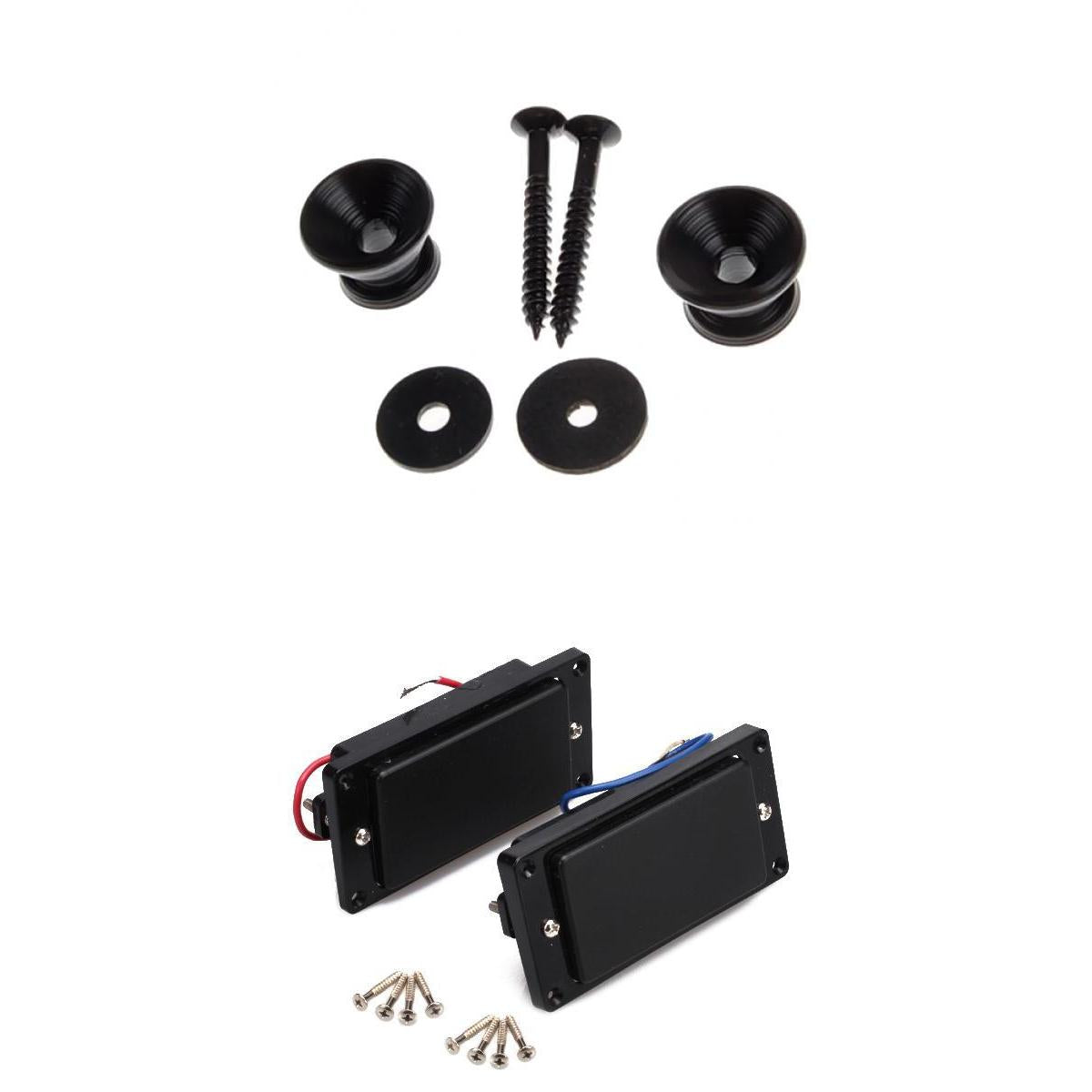 Black Sealed Humbucker Pickup+2pcs Metal Strap Lock for LP Electric Guitar
