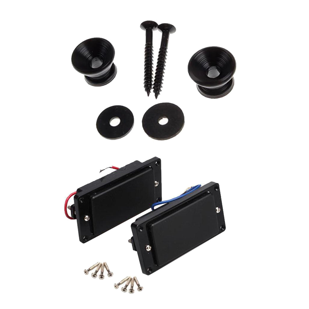 Black Sealed Humbucker Pickup+2pcs Metal Strap Lock for LP Electric Guitar