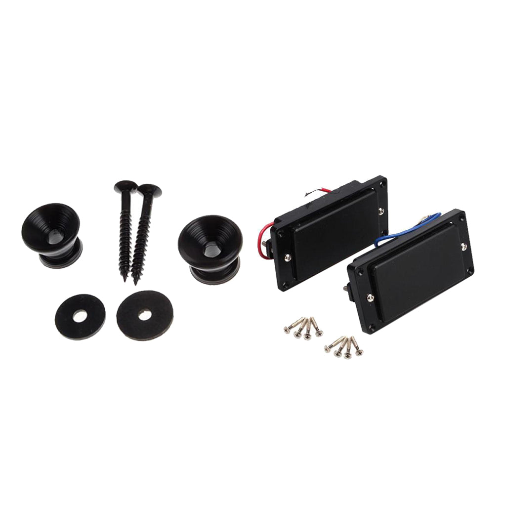 Black Sealed Humbucker Pickup+2pcs Metal Strap Lock for LP Electric Guitar