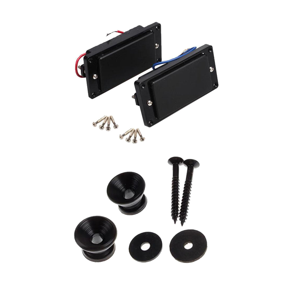Black Sealed Humbucker Pickup+2pcs Metal Strap Lock for LP Electric Guitar