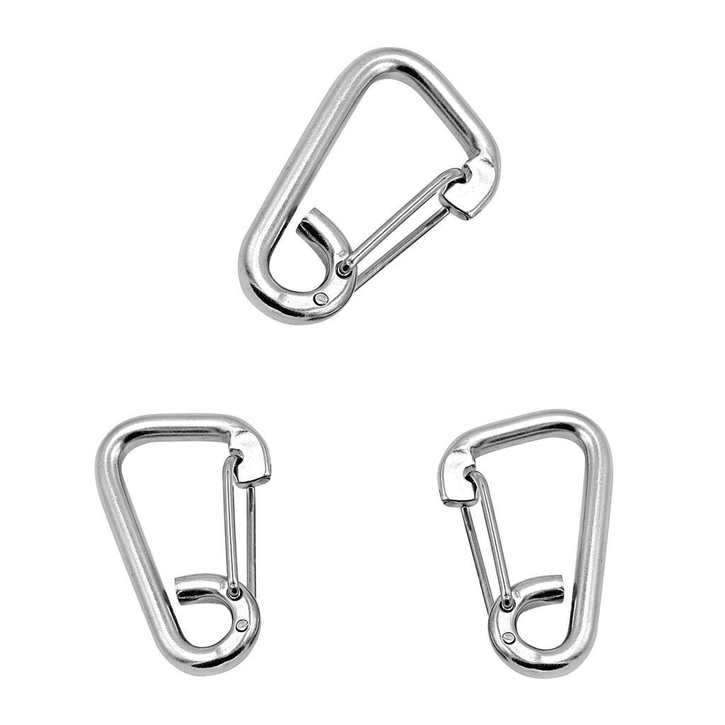 3 Pieces 304 Stainless Steel Spring Hook Carabiner Clip Keychain M6 M8 M10