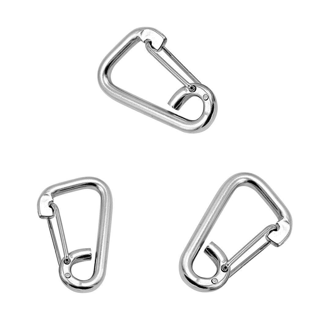 3 Pieces 304 Stainless Steel Spring Hook Carabiner Clip Keychain M6 M8 M10
