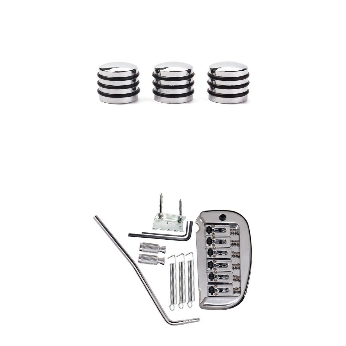 1 Set Roller Saddle Tremolo Bridge System+3x Dome Knobs for Electric Guitar