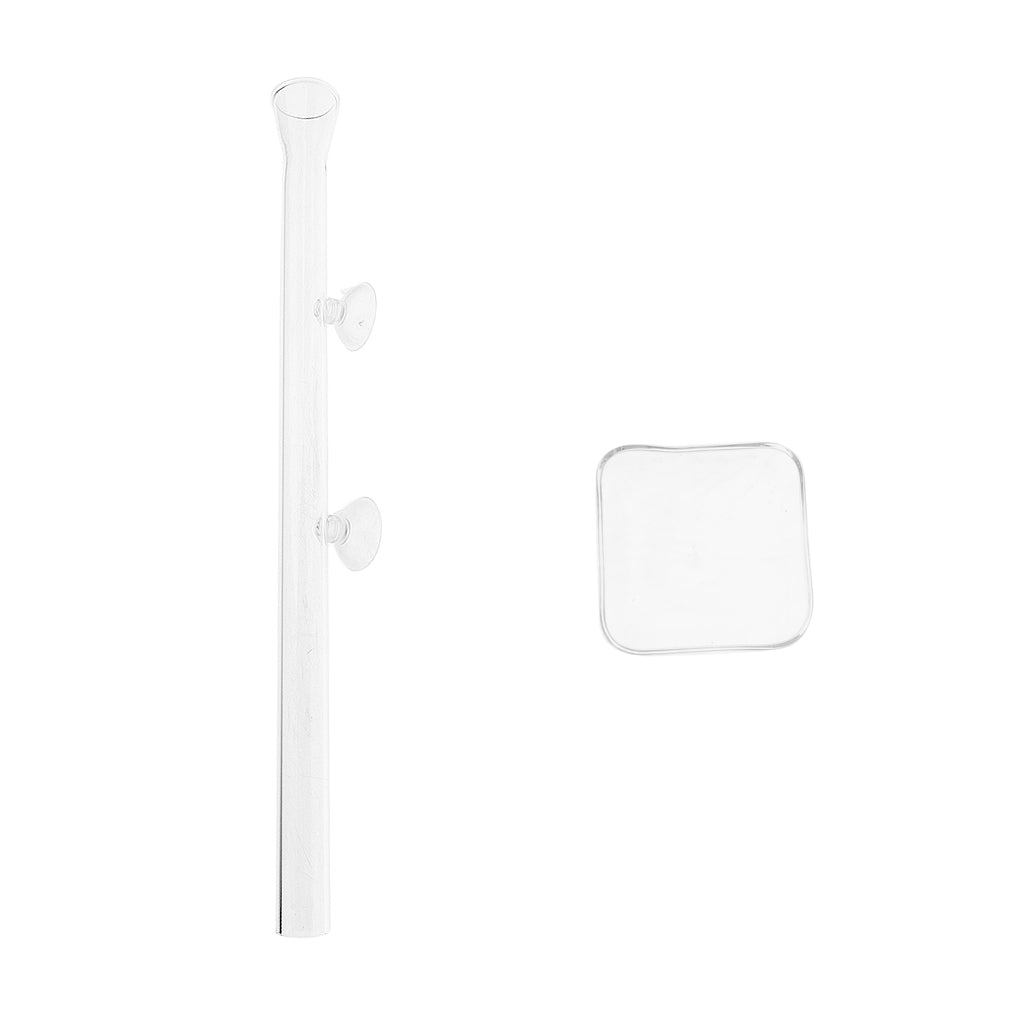 2Pcs Aquarium Clear Glass Shrimp Feeding Tube Food Dish Feeder Container