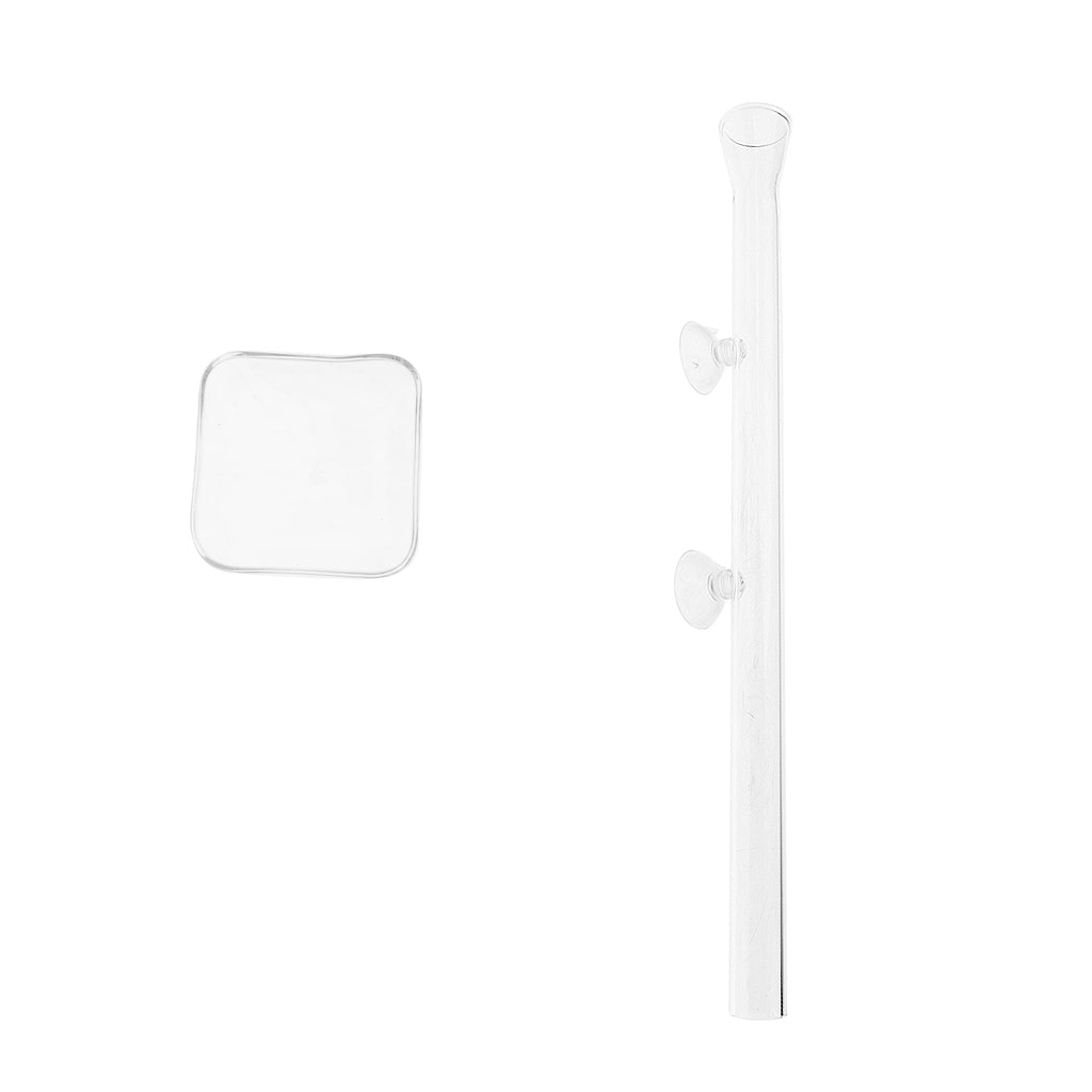 2Pcs Aquarium Clear Glass Shrimp Feeding Tube Food Dish Feeder Container