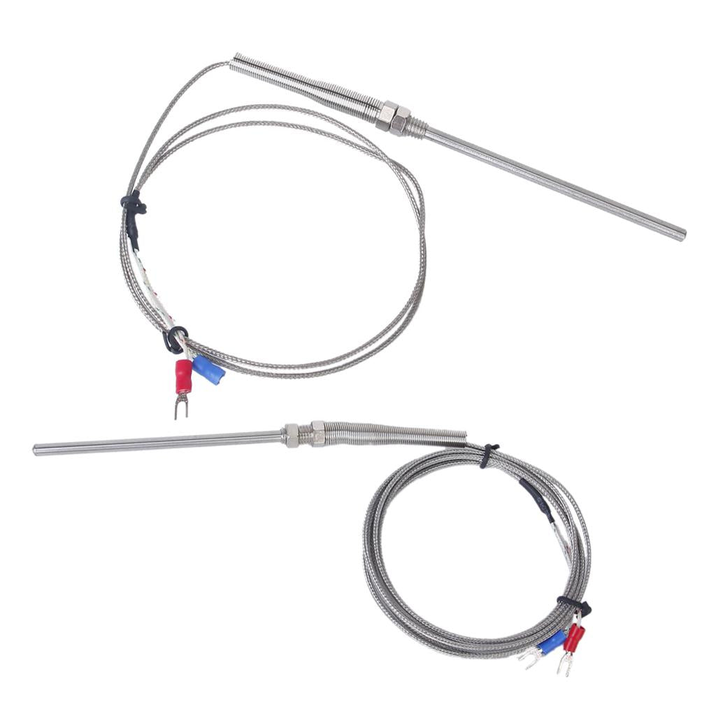 2x 100mm Spade K-Type Temperature Controller Thermocouple Sensor Probe 1m+2m