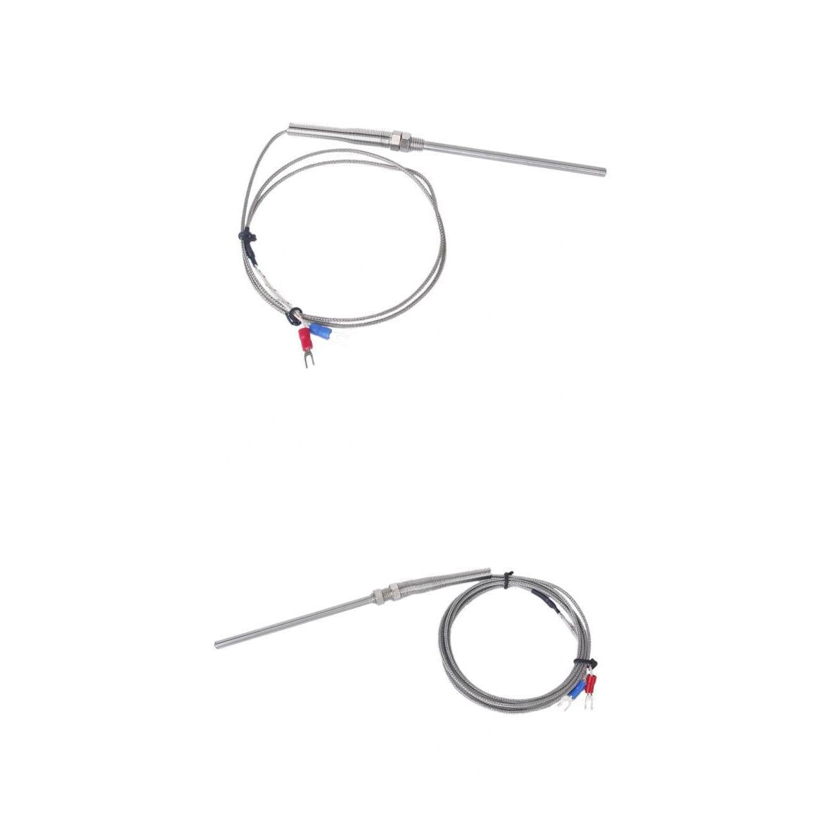 2x 100mm Spade K-Type Temperature Controller Thermocouple Sensor Probe 1m+2m