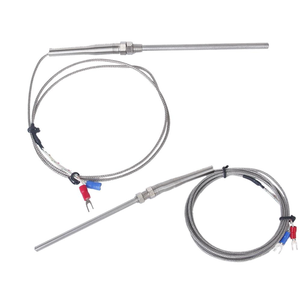 2x 100mm Spade K-Type Temperature Controller Thermocouple Sensor Probe 1m+2m