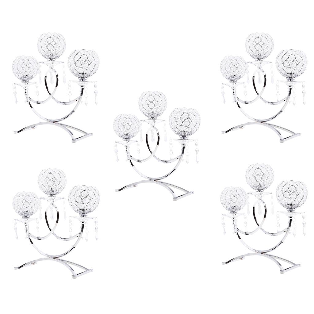 5pcs Vintage Candle Holder 3-Arm Candelabra Wedding Centerpieces Silver
