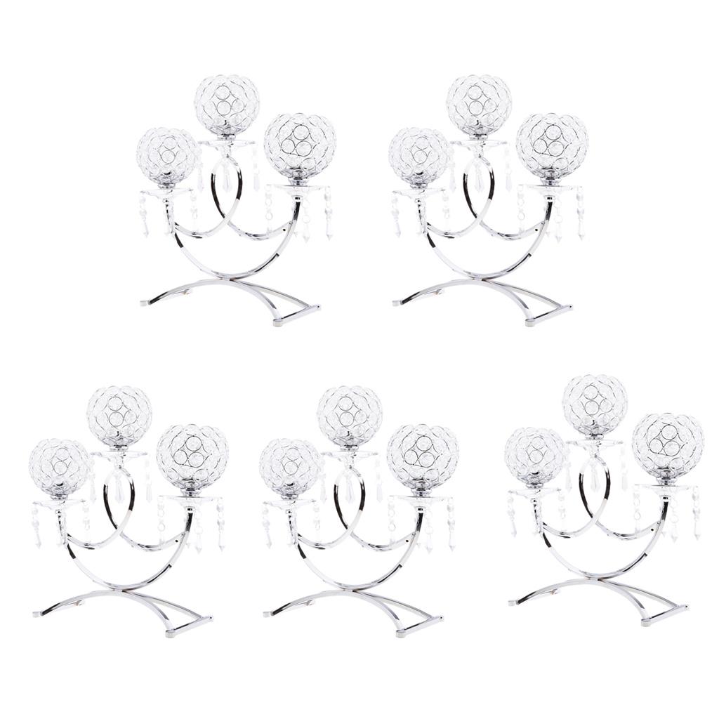 5pcs Vintage Candle Holder 3-Arm Candelabra Wedding Centerpieces Silver